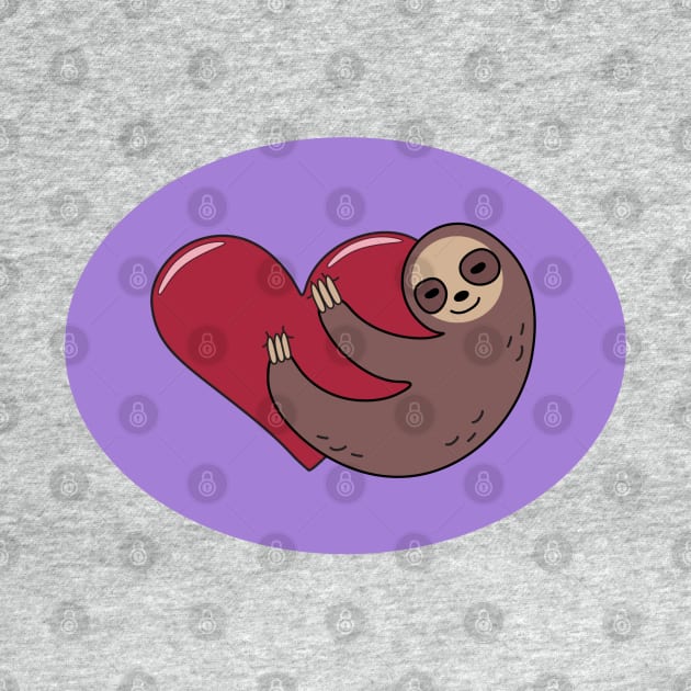 Sloth Heart Hug purple background by LemonatiDesign